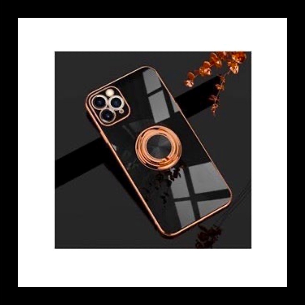 iPhone 11 Pro MAX Black & Rose Gold phone case with Ring + Magnetic Charge